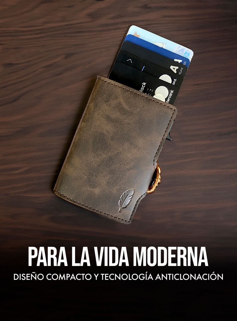 Billetera Inteligente con Tarjetero Anticlonación Brown and Black - Pardal-1