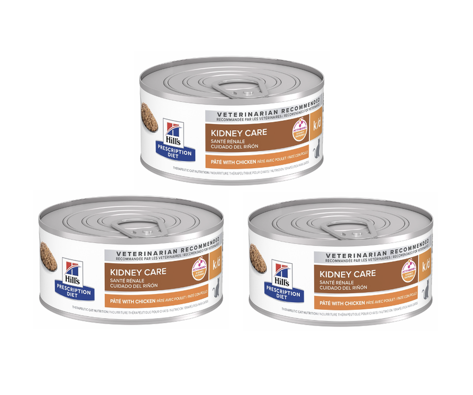 X3 Hill's Prescription Diet Kidney Care Gato Adulto 156 g c/u Blanco 16 onzas