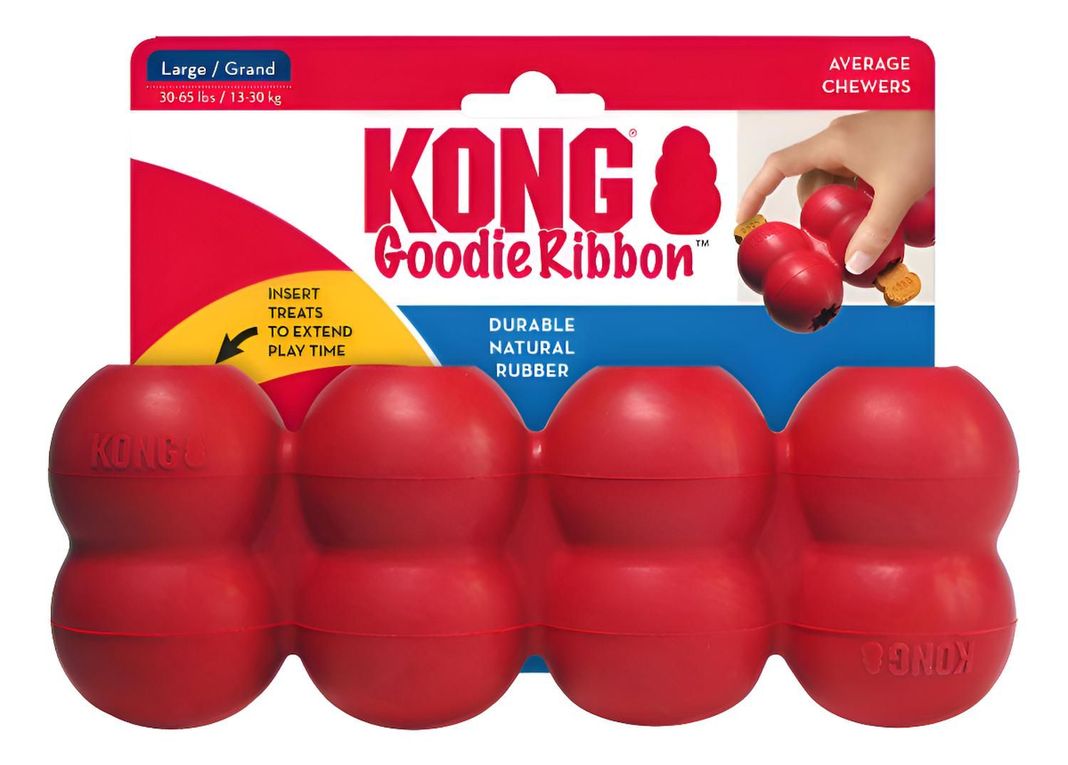 Juguete Rellenable Kong Goodie Ribbon Talla L De 13 A 30 Kg Rojo