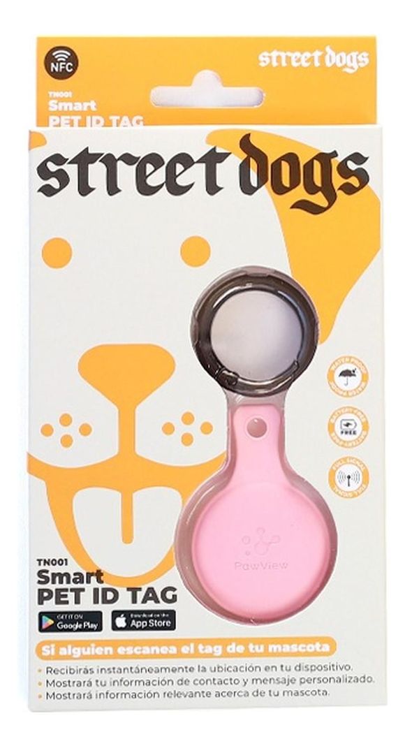Street Dogs Placa Identificacion Inteligente Colgante Perros Rosado 1