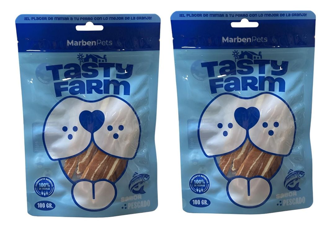 Snack Premium Seco Tasty Farm Para Perros 100g - Pack 2 Azul 1