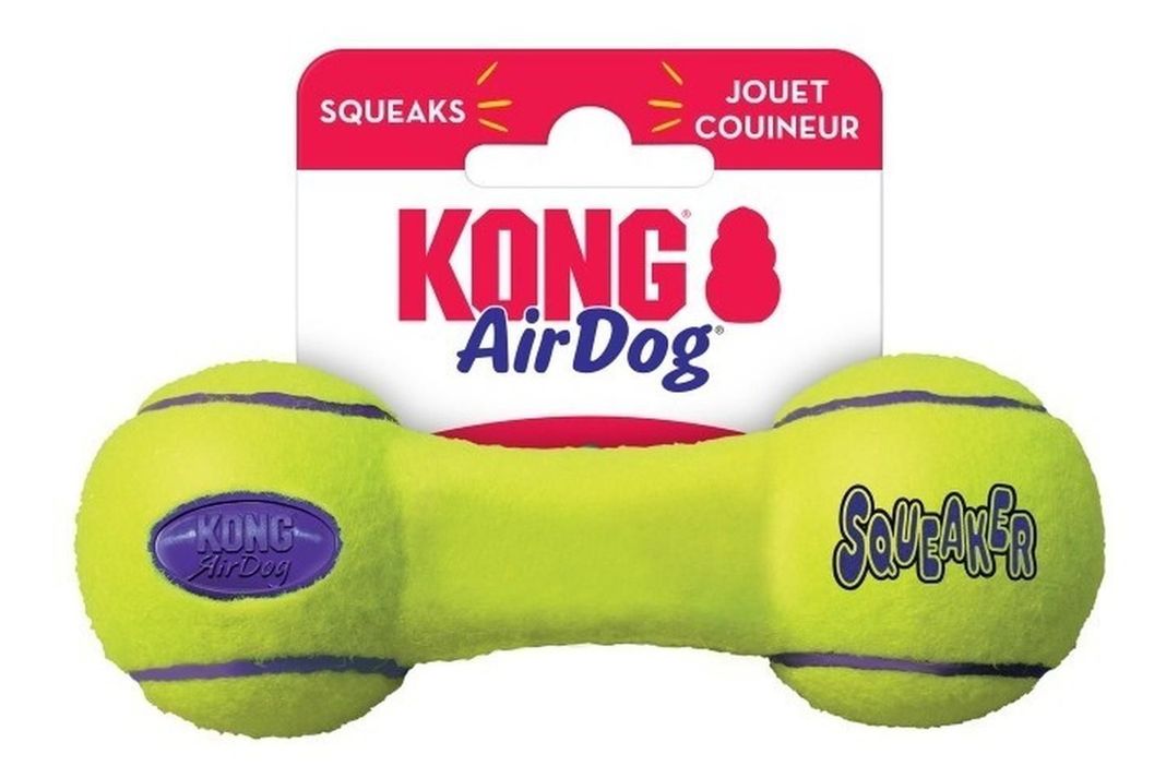 Kong Air Dog Squeaker Dumbbell Juguete Para Perros Talla S Amarillo