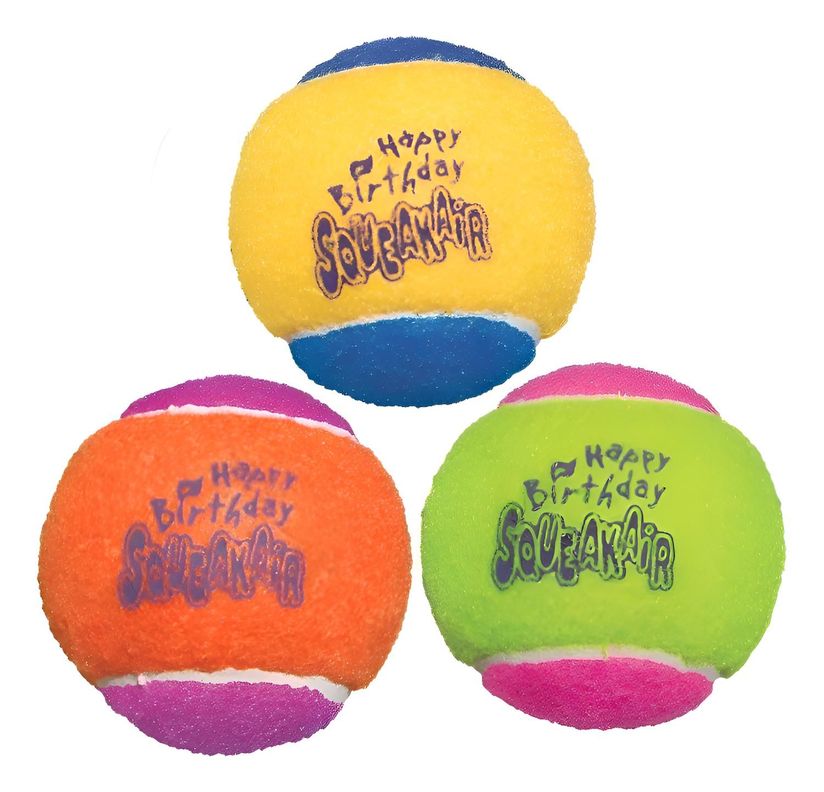 Pelotas Para Perro Kong Birthday Feliz Cumpleanos Talla M X3 Multicolor Amarillo 12 A 18 Meses