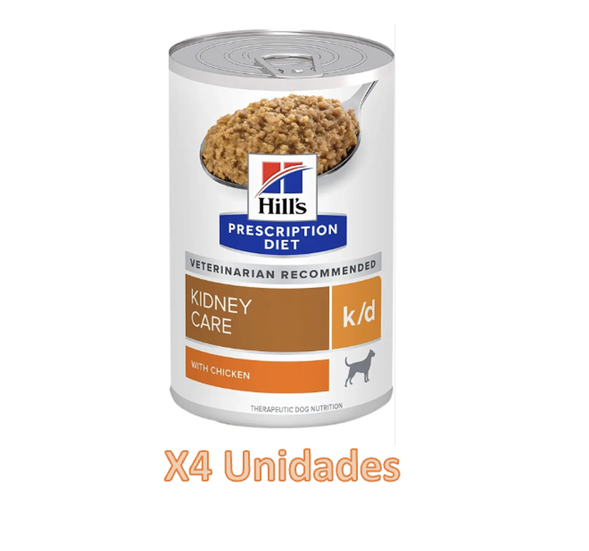4X Hills Kidney Care K/D Con Pollo Para Perro 370 g Blanco 4