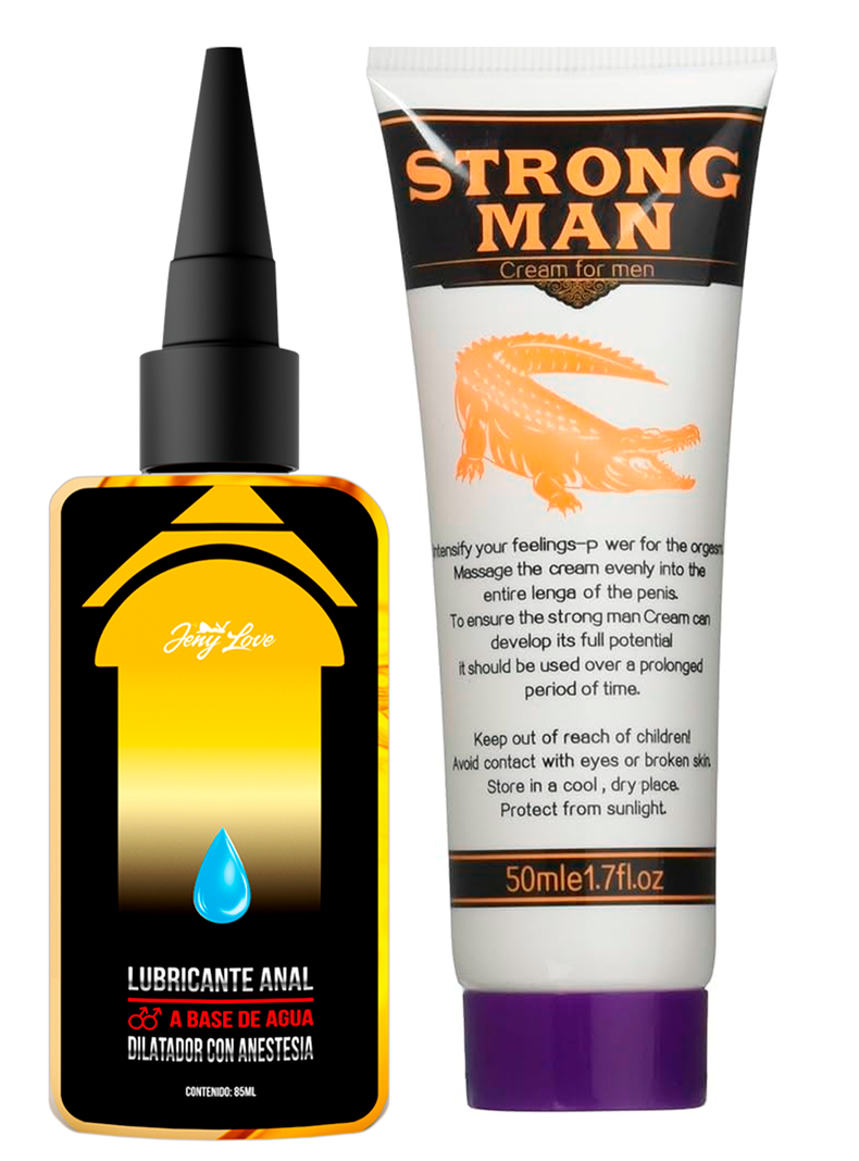 Pack Lubricante Anal con Anestesia y Efecto Dilatador y Strong Man-0