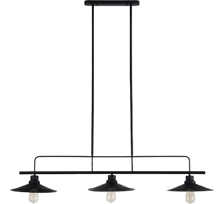LÁMPARA COLGANTE Vintage Campanas Negras LED Triple cabezal-1
