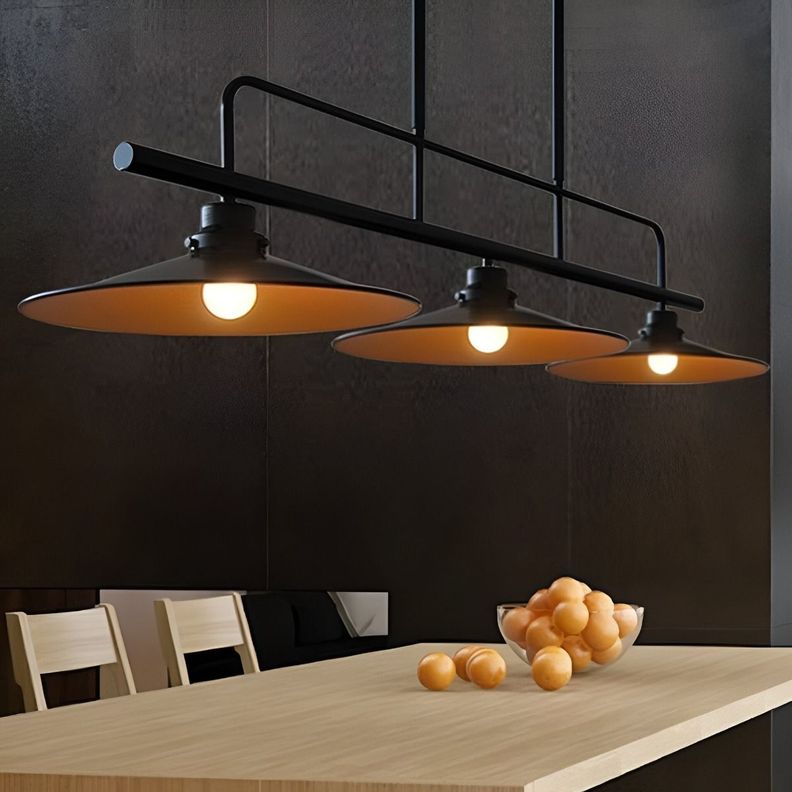 LÁMPARA COLGANTE Vintage Campanas Negras LED Triple cabezal-3
