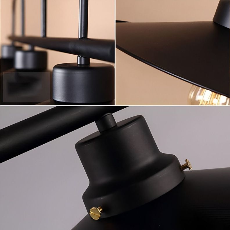 LÁMPARA COLGANTE Vintage Campanas Negras LED Triple cabezal-7
