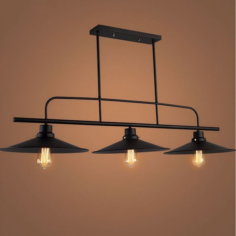 LÁMPARA COLGANTE Vintage Campanas Negras LED Triple cabezal-8