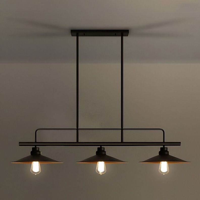 LÁMPARA COLGANTE Vintage Campanas Negras LED Triple cabezal-9
