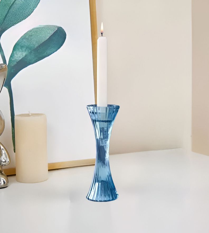 Portavelas Candelabro Cristal Vidrio Decoración 20cm Jhn-2