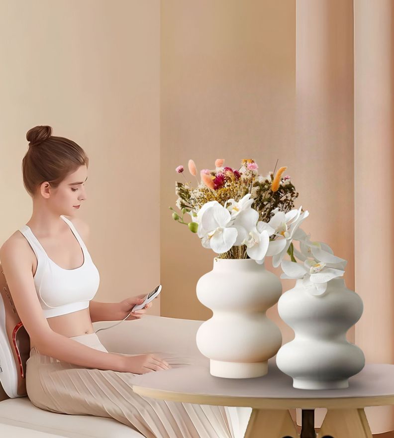Jarrón Florero Cerámica Decoración Moderno Blanco Hogar Jhn-4