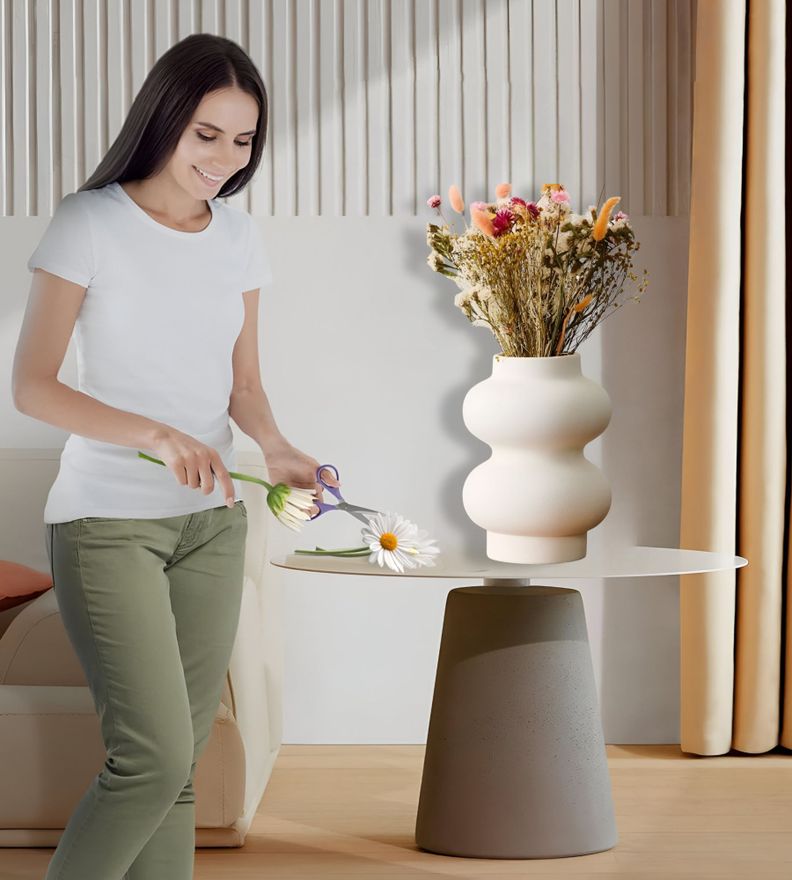 Jarrón Florero Cerámica Decoración Moderno Blanco Hogar Jhn-5