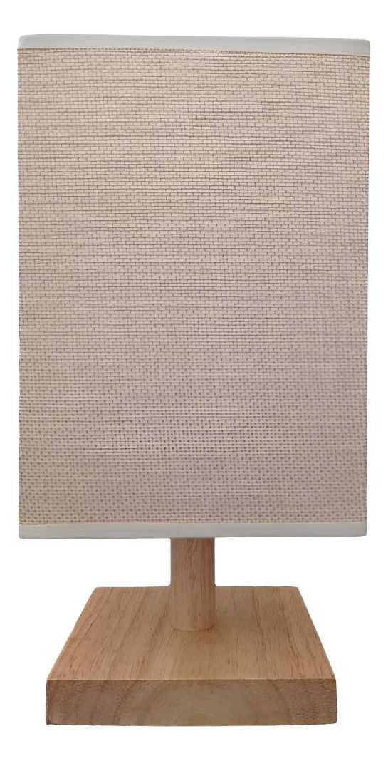 Lámpara Mesa Decorativa Base Madera Cuadrada Marrón Jhn-0
