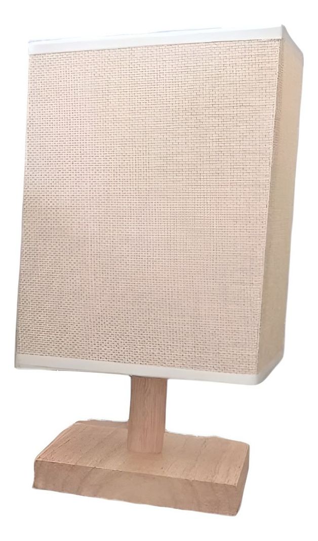 Lámpara Mesa Decorativa Base Madera Cuadrada Marrón Jhn-1