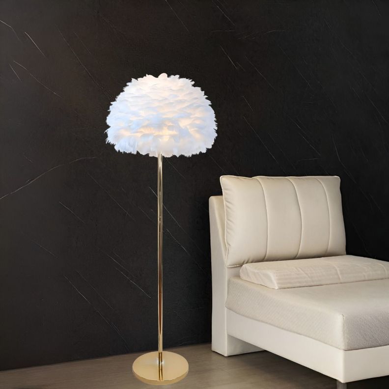 Lámpara Pie Moderna Noche Sombra Plumas Decorativa Jhn-7