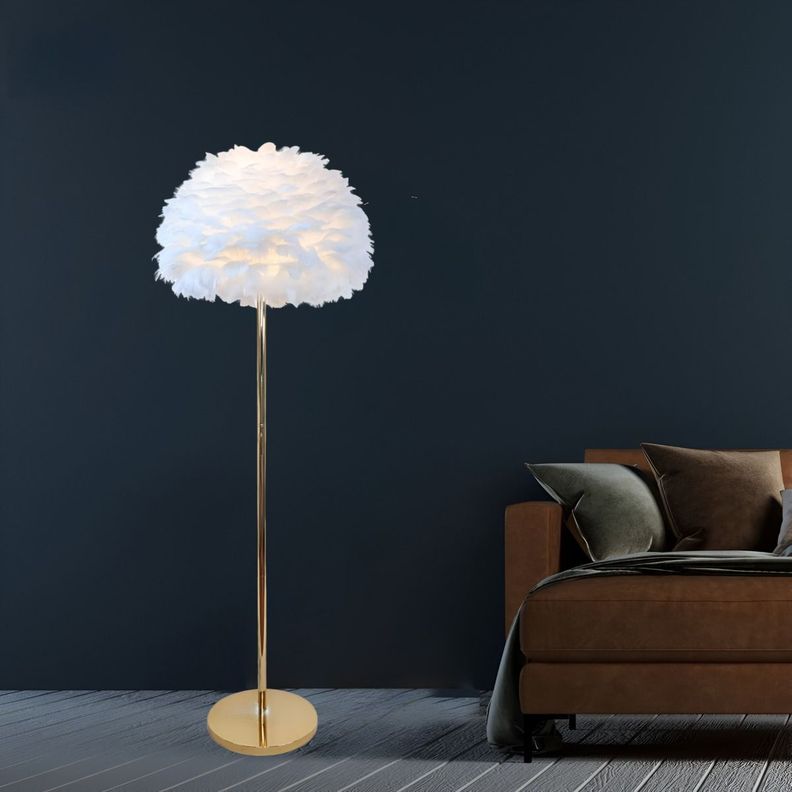 Lámpara Pie Moderna Noche Sombra Plumas Decorativa Jhn-9