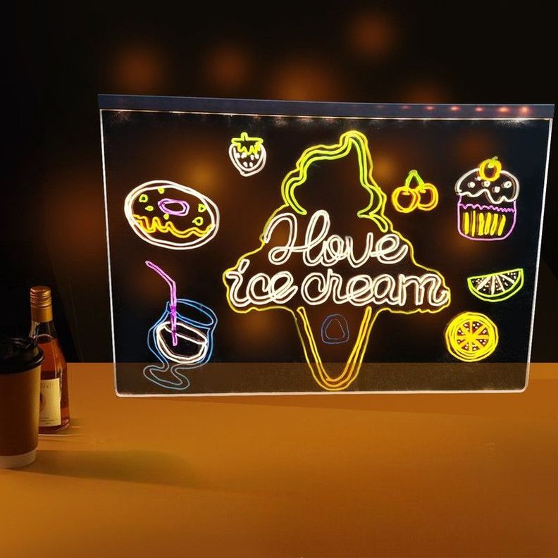 Pizarra Iluminada Led Acrilica Escritorio Tablero Lau-4