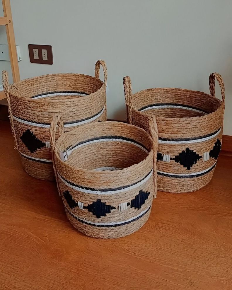 Set de 3 Canastos Decorativos Yute Cestos Étnico Jhn-3