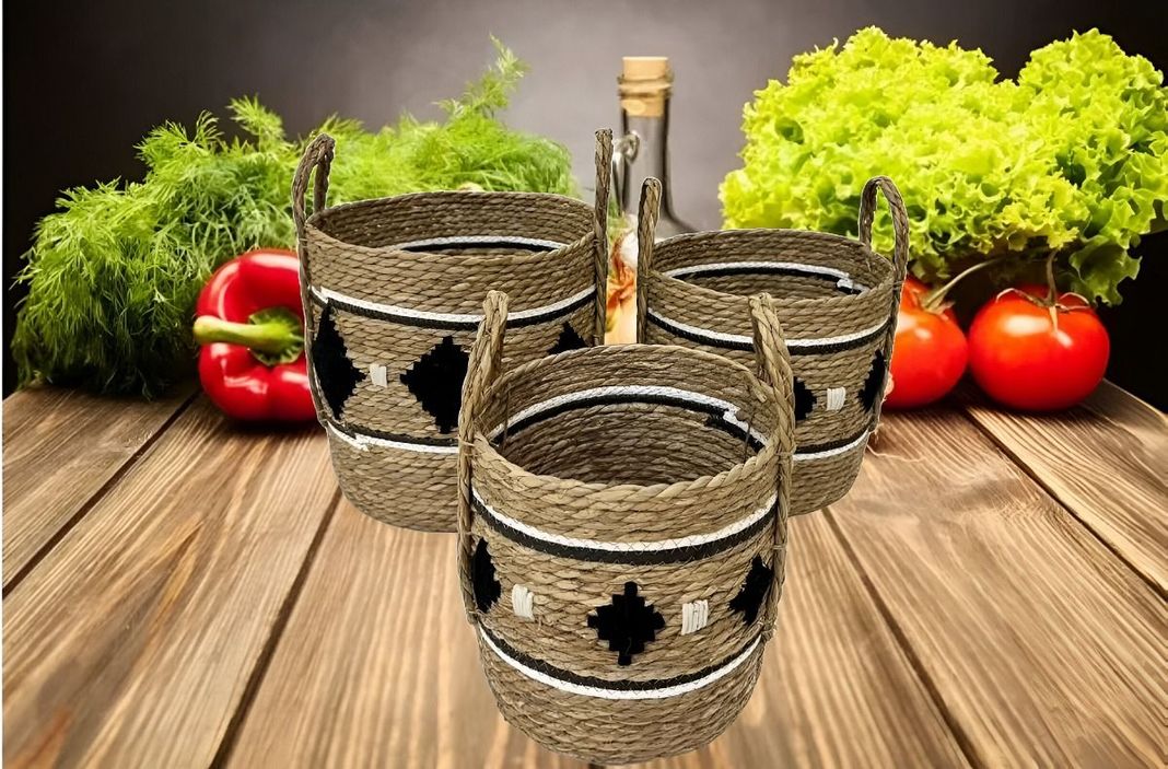 Set de 3 Canastos Decorativos Yute Cestos Étnico Jhn-5