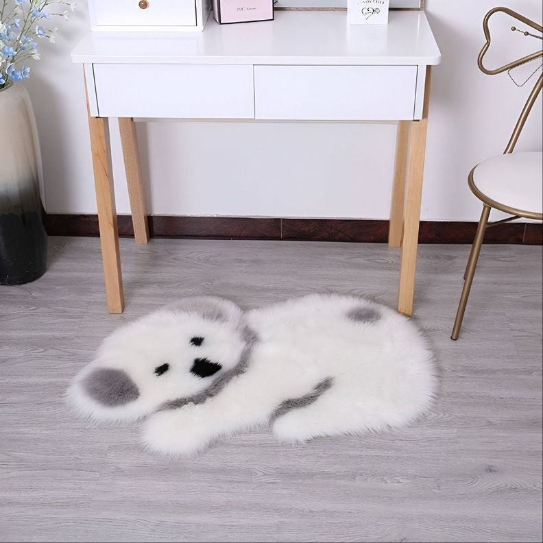 Alfombra Moderna Koala Antideslizante Blanco Gris Jhn-1