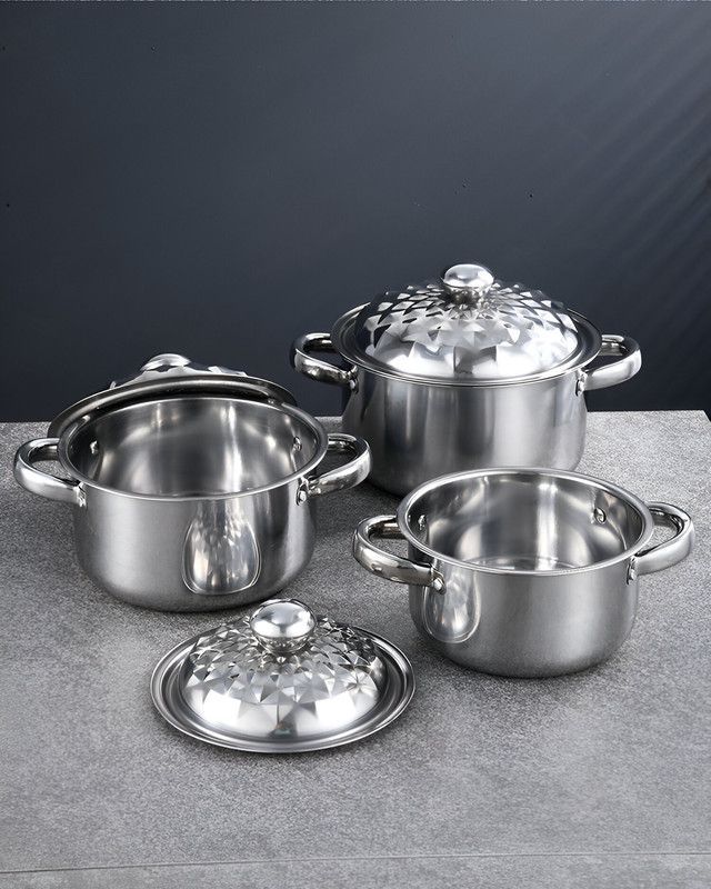 Ollas Acero Inoxidable 5 Piezas Guisar Freir Cocinar Lau-1