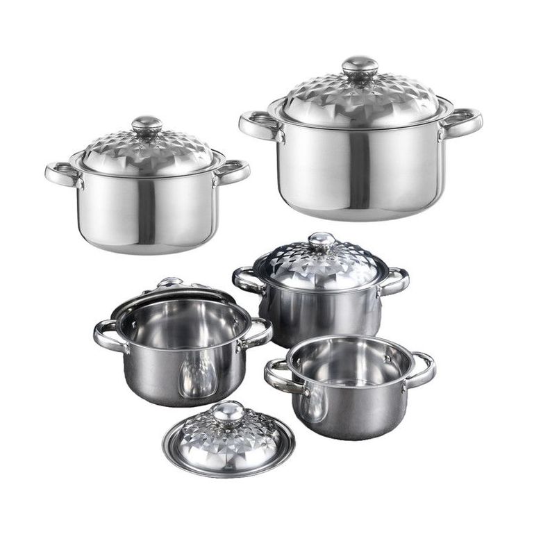Ollas Acero Inoxidable 5 Piezas Guisar Freir Cocinar Lau-2