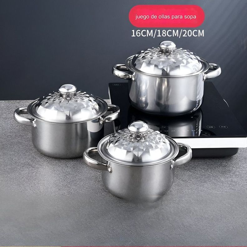Ollas Acero Inoxidable 5 Piezas Guisar Freir Cocinar Lau-3