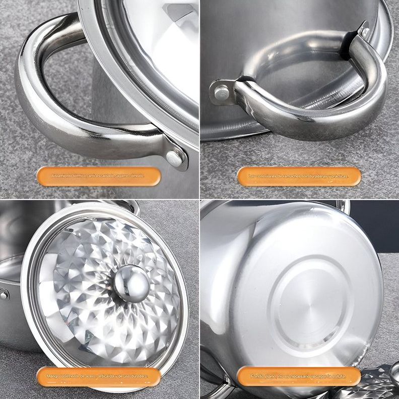 Ollas Acero Inoxidable 5 Piezas Guisar Freir Cocinar Lau-7