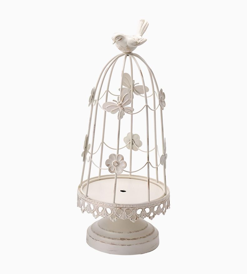 Portavelas Jaula Pájaros Multifunción Decorativo 38cm Jhn-0