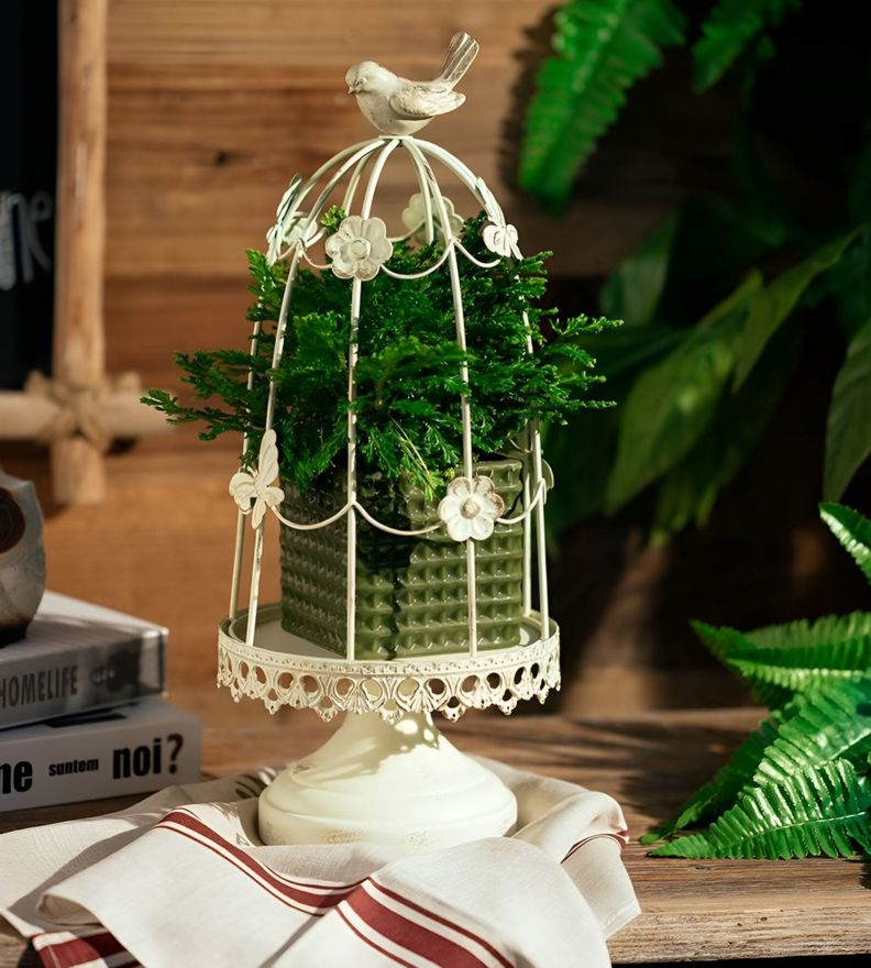 Portavelas Jaula Pájaros Multifunción Decorativo 38cm Jhn-2