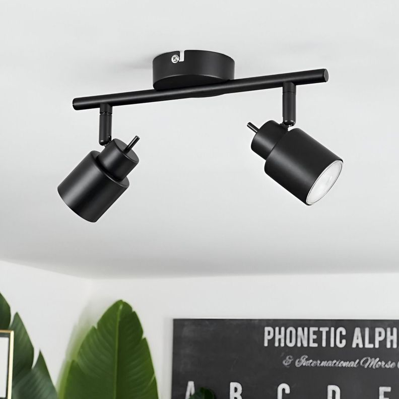 Lámpara Pared Techo LED Negro 2 Luces Ajustable Jhn-4