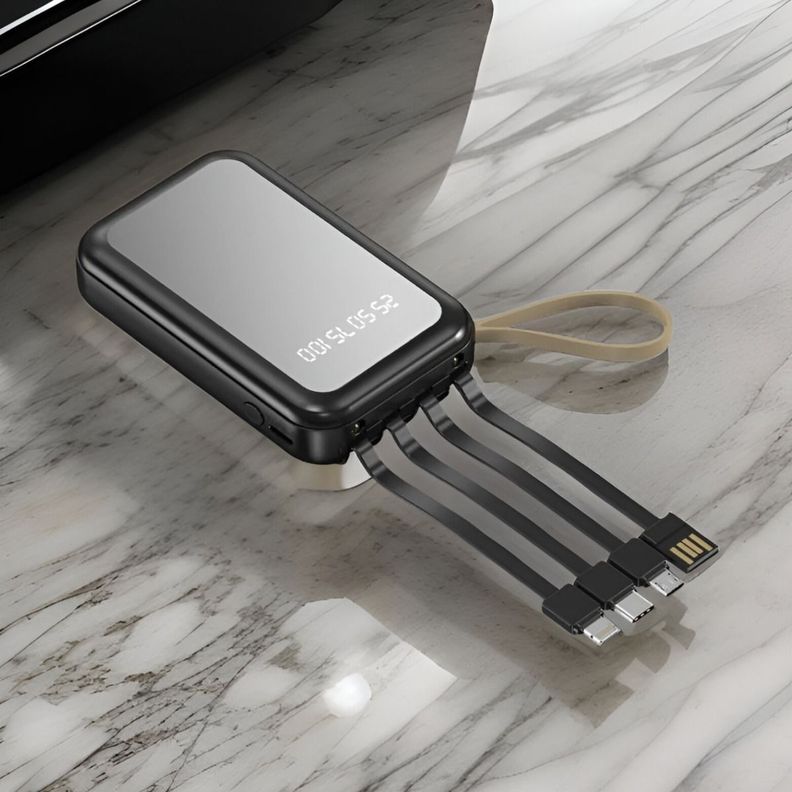 Cargador Inalámbrico Portátil LED Cables integrados 4en1-7