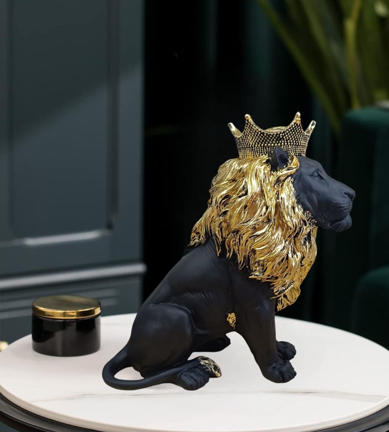 Figura Coleccionable Estatua León Sentado Decoración Jhn-2