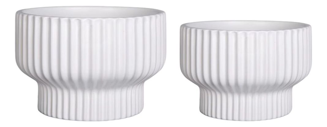 Set 2 Macetas Cerámica Minimalista Texturizada Drenaje Jhn-0