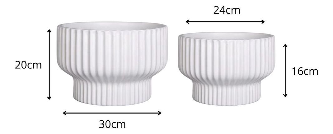 Set 2 Macetas Cerámica Minimalista Texturizada Drenaje Jhn-9