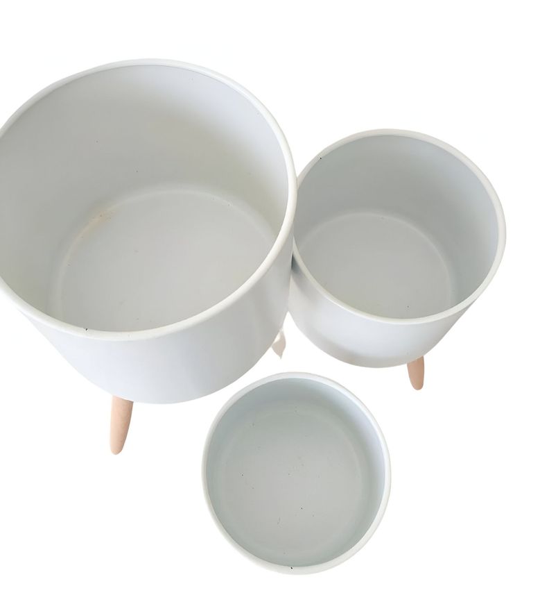 Set Macetas Planta Patas Interior Exterior Flores Blanca Jhn-1