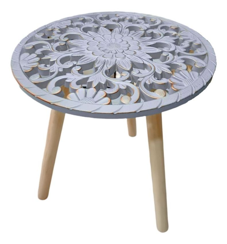 Mesa Auxiliar Redonda Decorativa Mesa Centro Mosaico Jhn-0