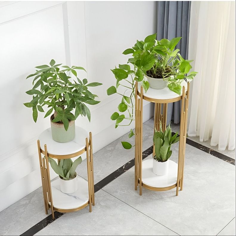 Porta Macetas Redonda Decorativa Elegante 2 Niveles 90cm Jhn-3