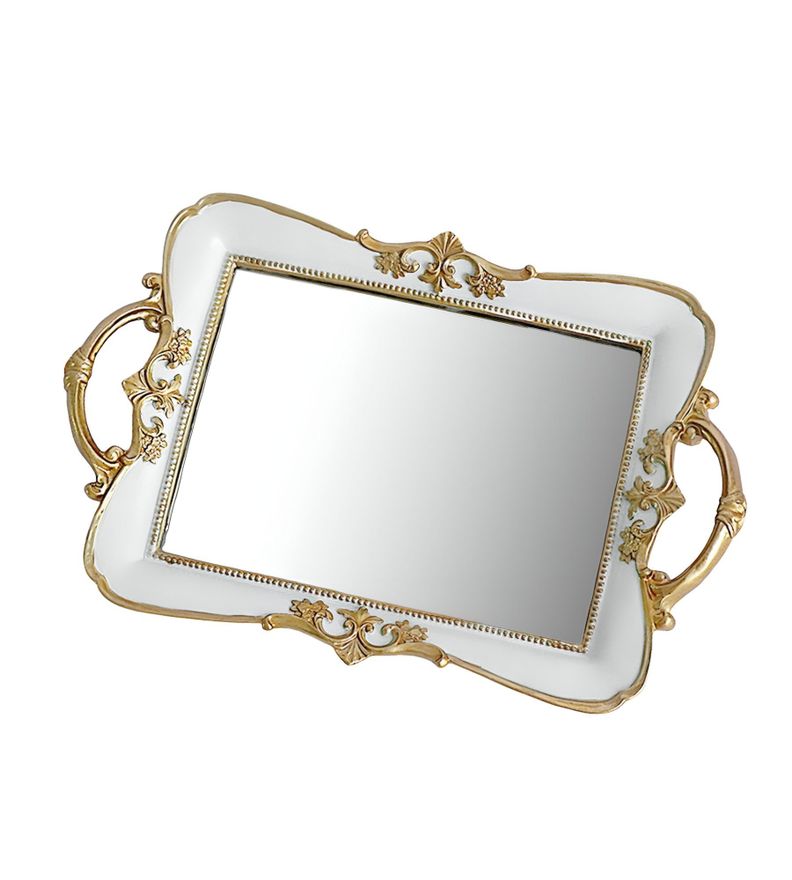 Bandeja Espejo Organizador Adorno Decorativo Blanca Jhn-0