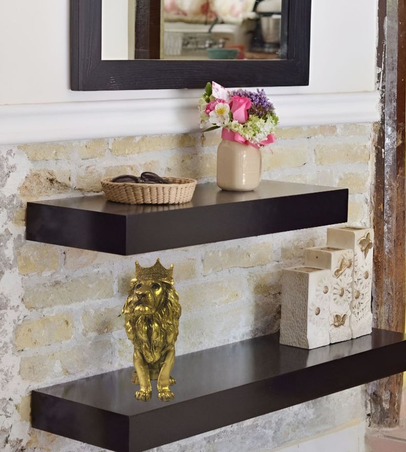 Figura Estatua León Sentado Decoración Dorado Jhn-7