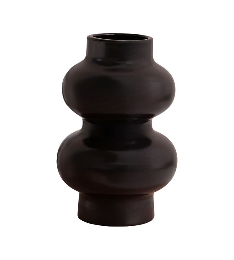 Jarrón Florero Decoración Hogar Cerámica Moderno Negro Jhn-0