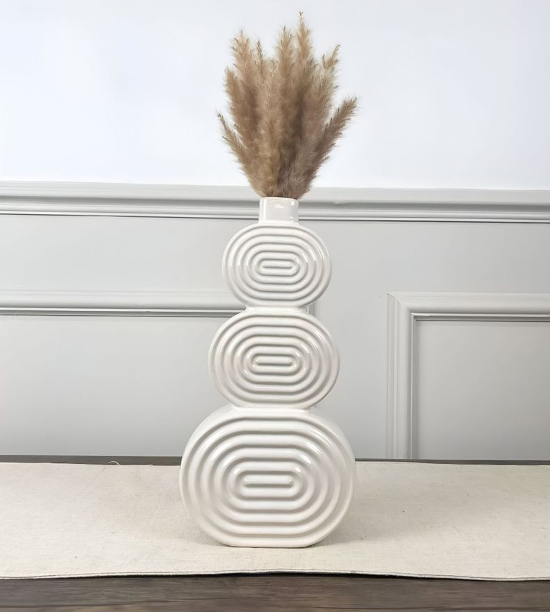 Jarrón Florero Circular Apilado Abstracto Decoración Jhn-4