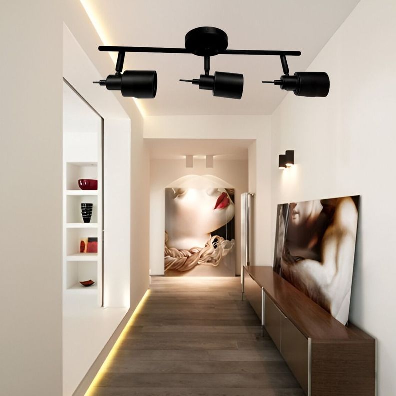 Lámpara LED 3 luces Montaje Pared Techo Negro Ajustable Jhn-5