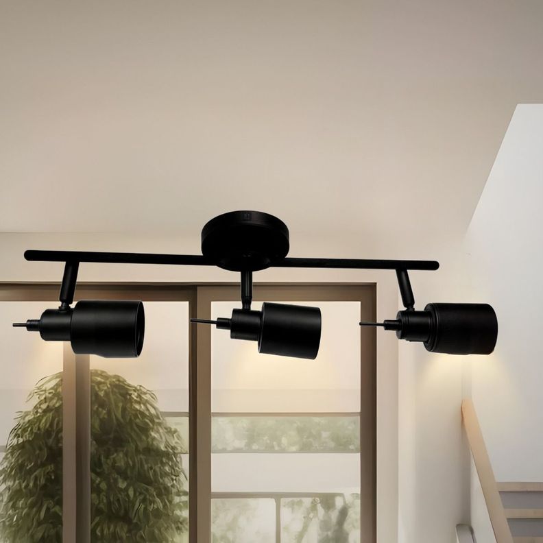 Lámpara LED 3 luces Montaje Pared Techo Negro Ajustable Jhn-7