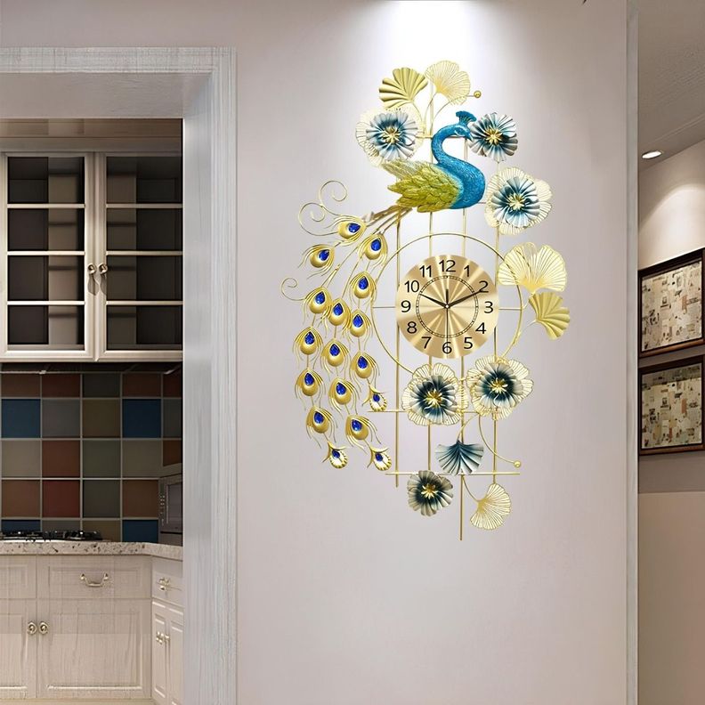 Reloj Pared Pavo Real Decorativo Colgante Silencioso Jhn-8