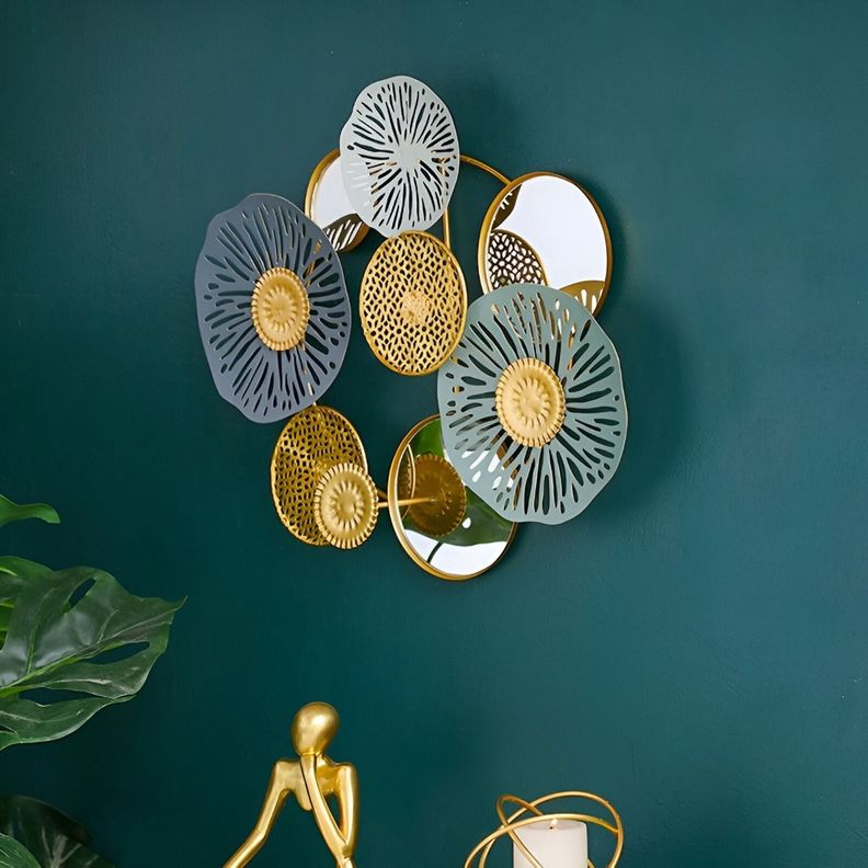 Espejo Loto Pared Hierro Decoración Elegante Jhn-6