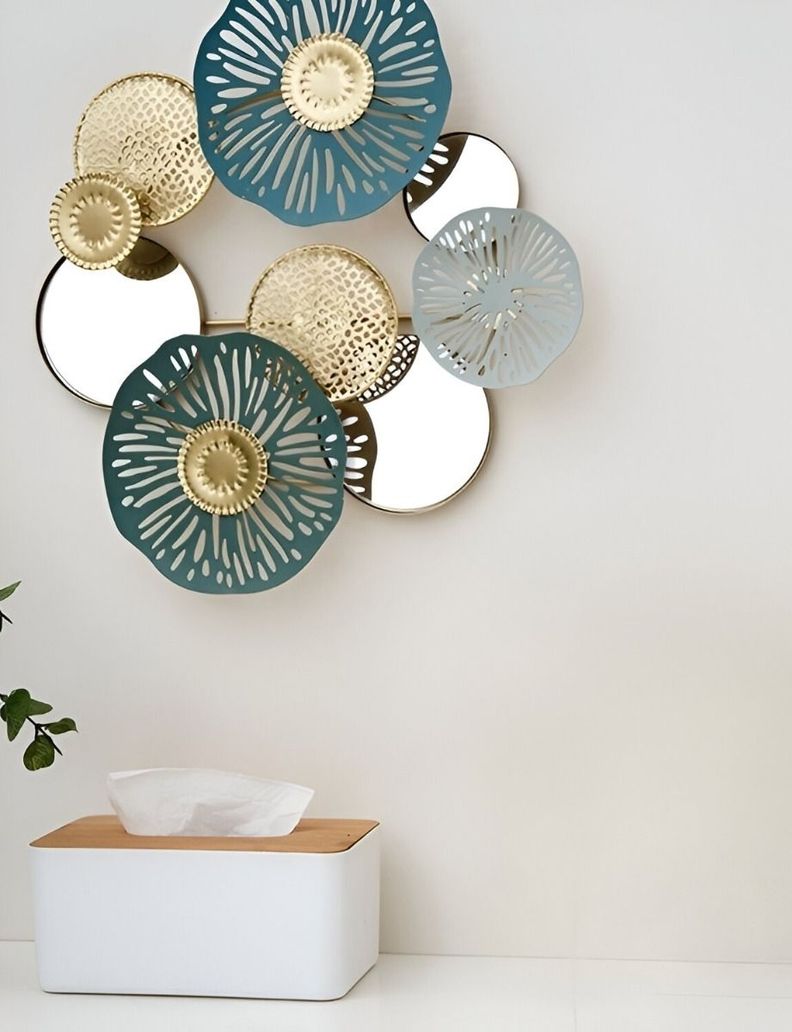Espejo Loto Pared Hierro Decoración Elegante Jhn-7