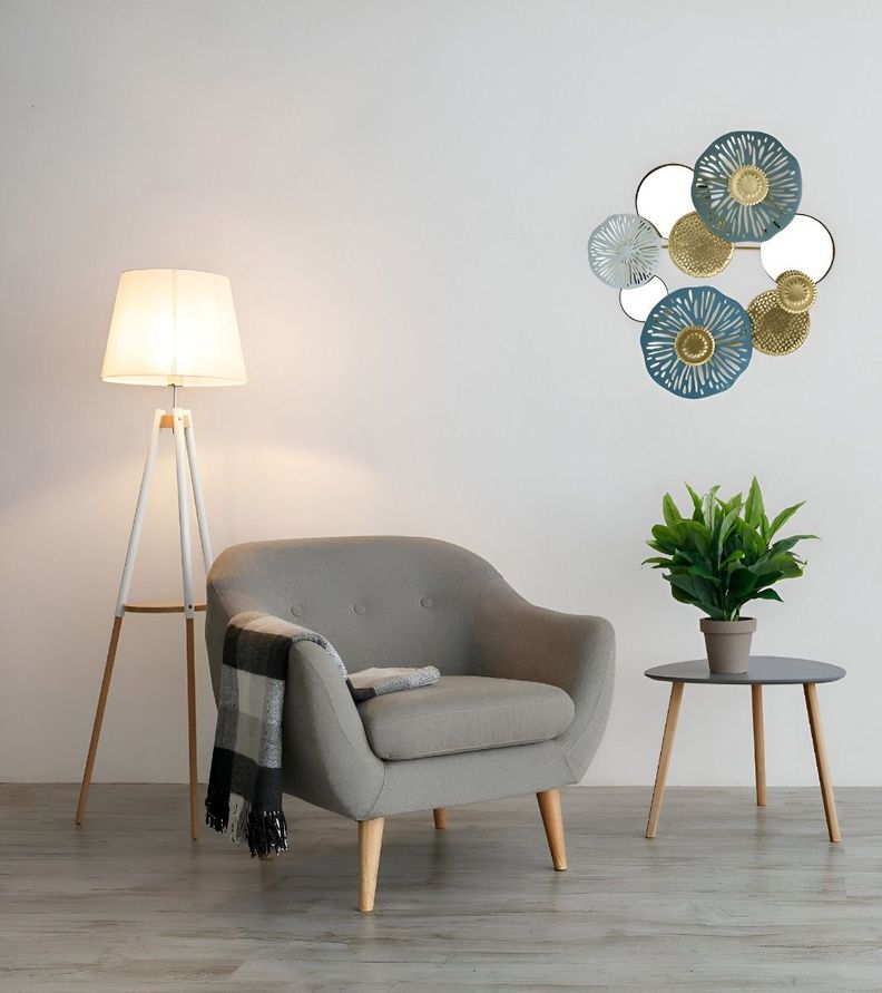 Espejo Loto Pared Hierro Decoración Elegante Jhn-8