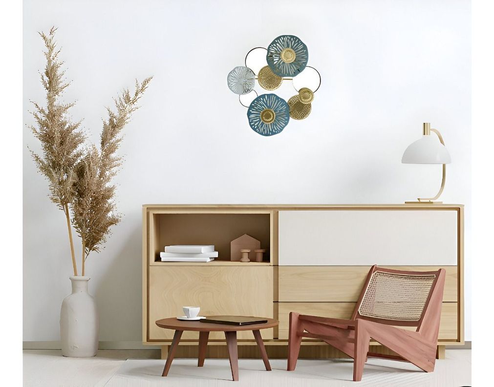 Espejo Loto Pared Hierro Decoración Elegante Jhn-9